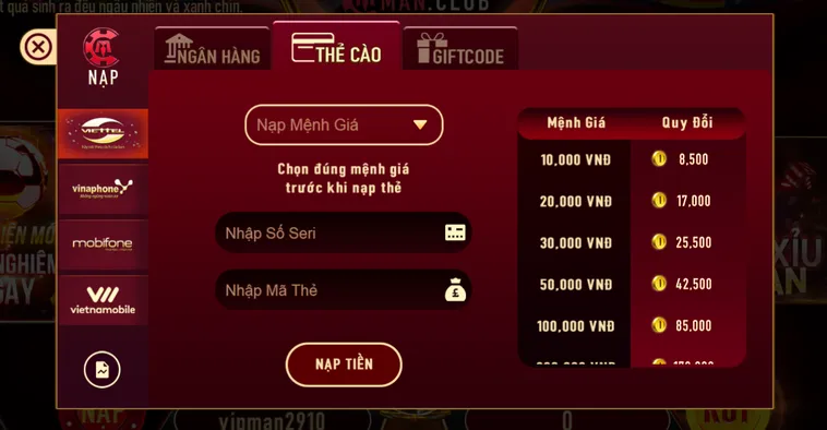 Phương Pháp Nạp Tiền ManClub Đơn Giản Và Hiệu Quả Nhất Cho Mọi Game Thủ Hiện Nay