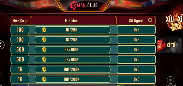 Xì Tố Tại ManClub Sân Chơi Đấu Trí Bùng Nổ Với Cơ Hội Nhận Thưởng Cực Lớn